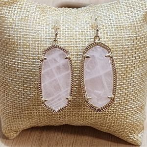 Kendra Scott pale veined pink and gold Elle earrings